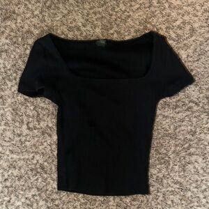 Black Square Neck Top